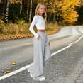 thumbnail image 6 of UACY Girls Sweatpants Wide Leg Drawstring Baggy Kids Pants Open Bottom Casual Loose Teen Joggers with Pockets (Grey, 7-8 Years), 6 of 9