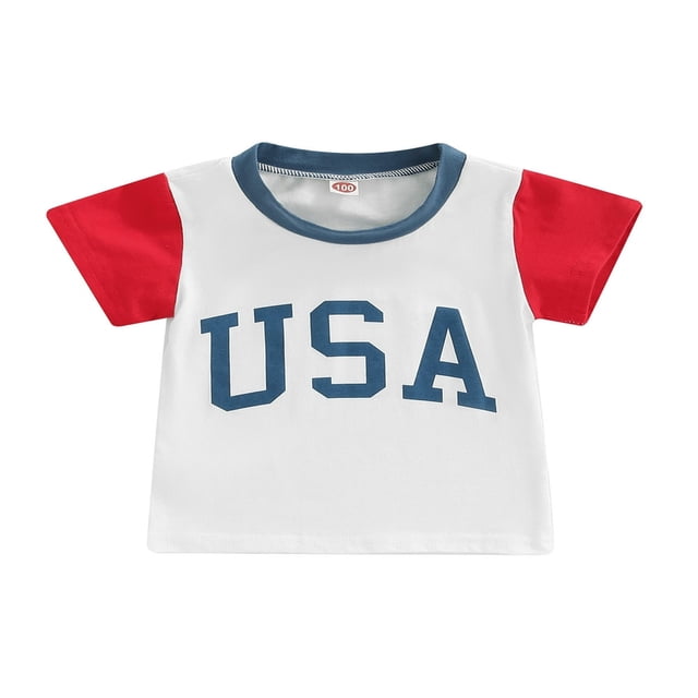 Kid T-Shirt Short Sleeve Letter Patchwork Loose TopsInfant Toddler