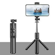 Foldable BT Selfie Stick Tripod Multi-functional Handheld Adjustable Mobile Phone Holder for Live Recording Videos Black