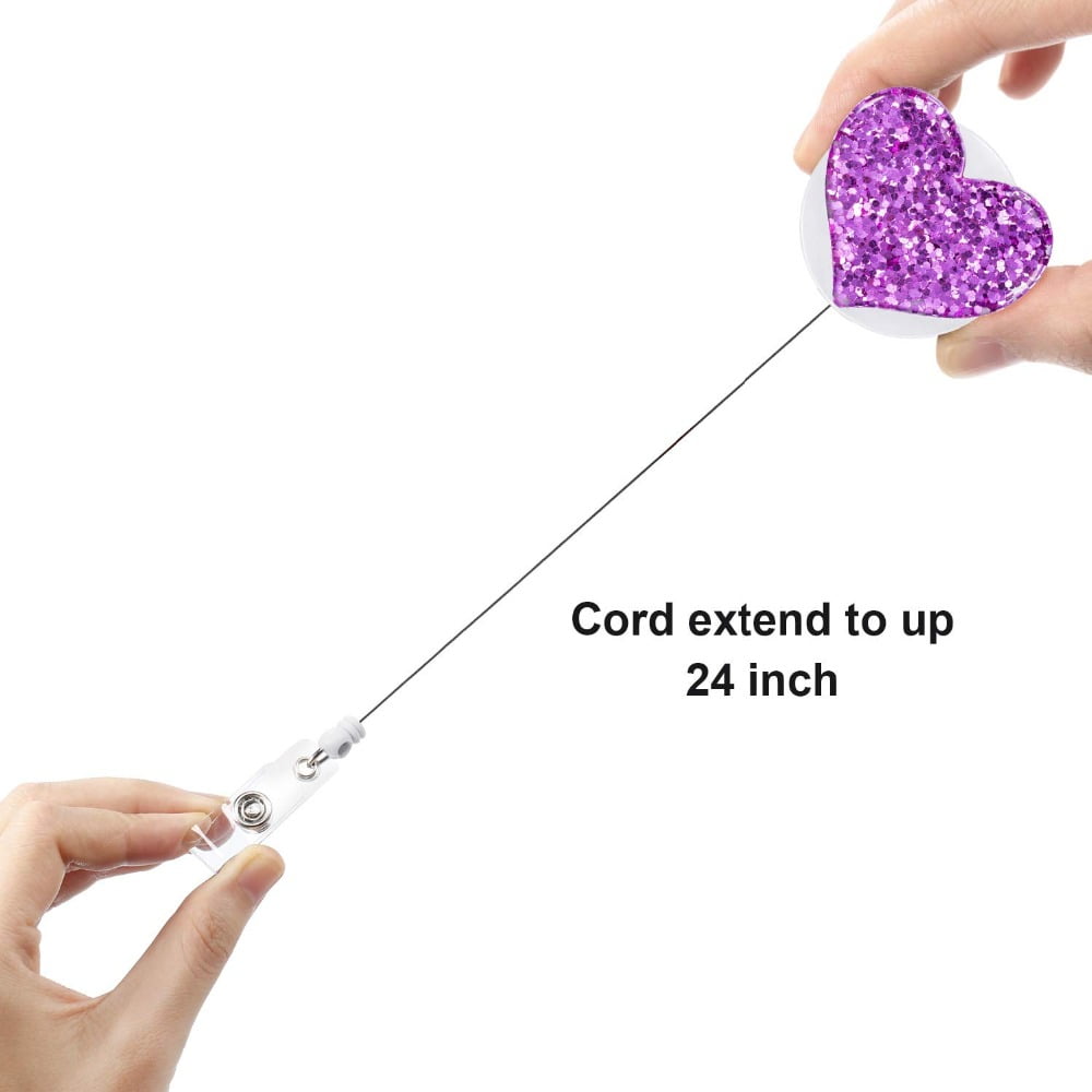 SagaSave Retractable Badge Holder Badge Clips ID Card Name Tags Keys Heart Shape 10 Color