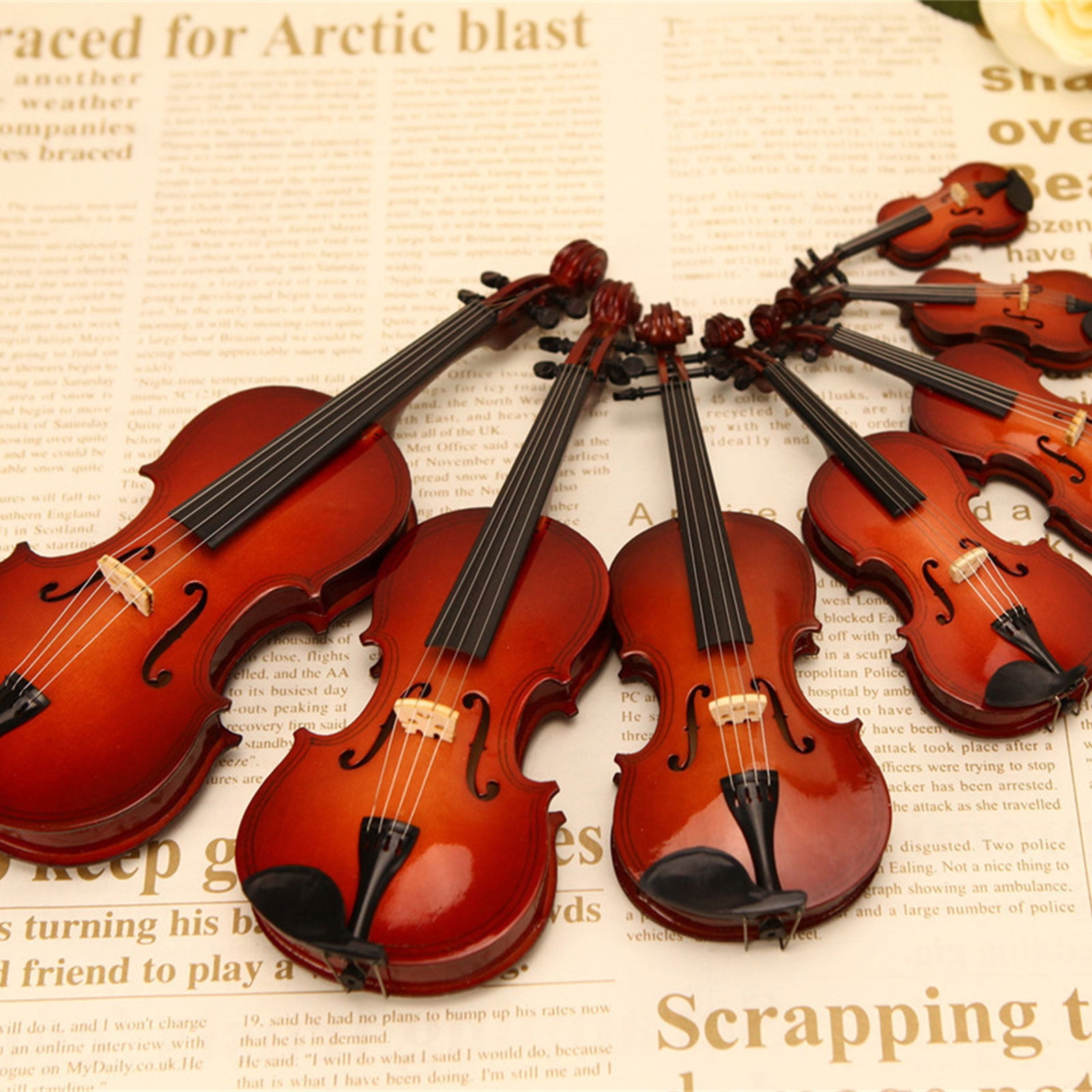 Handcrafted Wooden Violin Model with Stand & Case Accessory, Collectible Music Decor