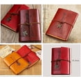 thumbnail image 2 of Cuaderno vintage de cuero con diseño de mariposa y princesa, con tapa de poliuretano y anillas (rojo), 2 of 5