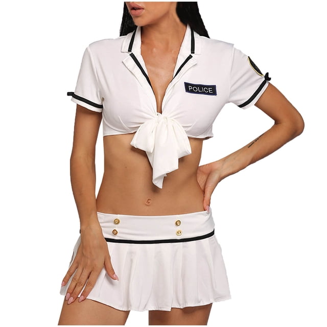 Traje de ropa interior dividida de policía sexy para mujer Uniforme de lencería sexy Fridja nalpqowj10566