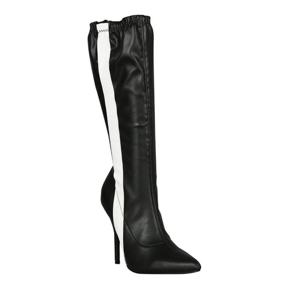 Liliana Side Stripe Pointy Toe Stiletto Knee High Boots