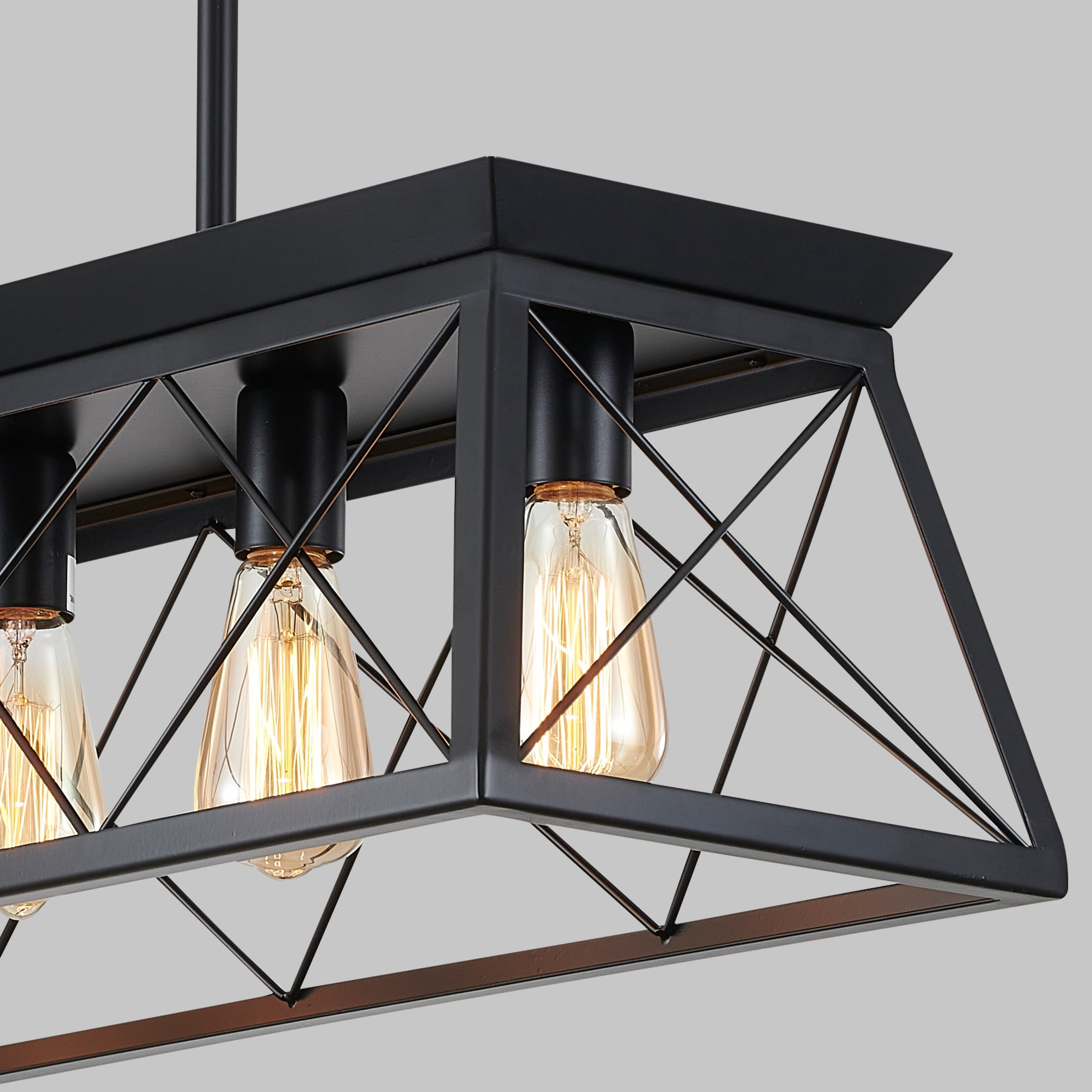 GDF Studio 5-Light E26 Farmhouse Chandelier, Rustic Kitchen Island Pendant Light with Adjustable Height, Black