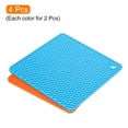 thumbnail image 3 of Uxcell Silicone Trivet Mat 4pcs, Hot Pot Holder Hot Pads for Countertop, Heat Resistant Coasters-Orange+Blue, 3 of 5