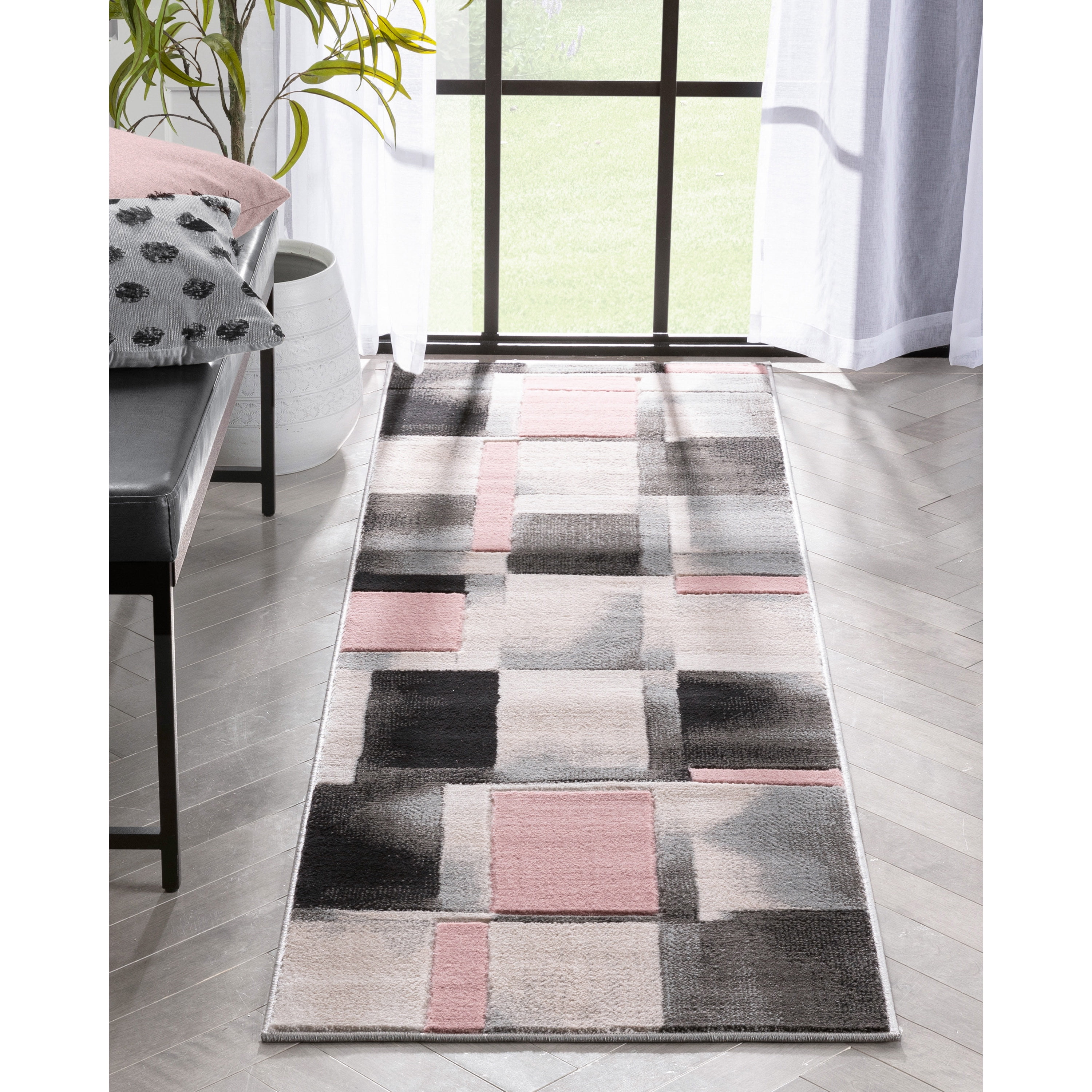 Well Woven Good Vibes Louisa Modern Geometric Blush Pink 2'7" x 7'3" Runner Rug