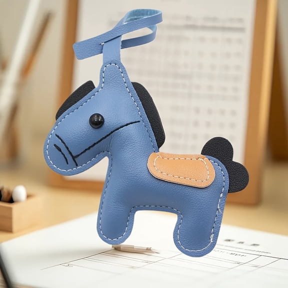 Creative Fortune Pony Keychain - PU Leather Cute Horse Pendant with Red & Brown Accents, Multi-Use Car Key Ring, Backpack Charm, Phone Lanyard & Wallet Accessory - Mother's Day & Father's Day Gift Id