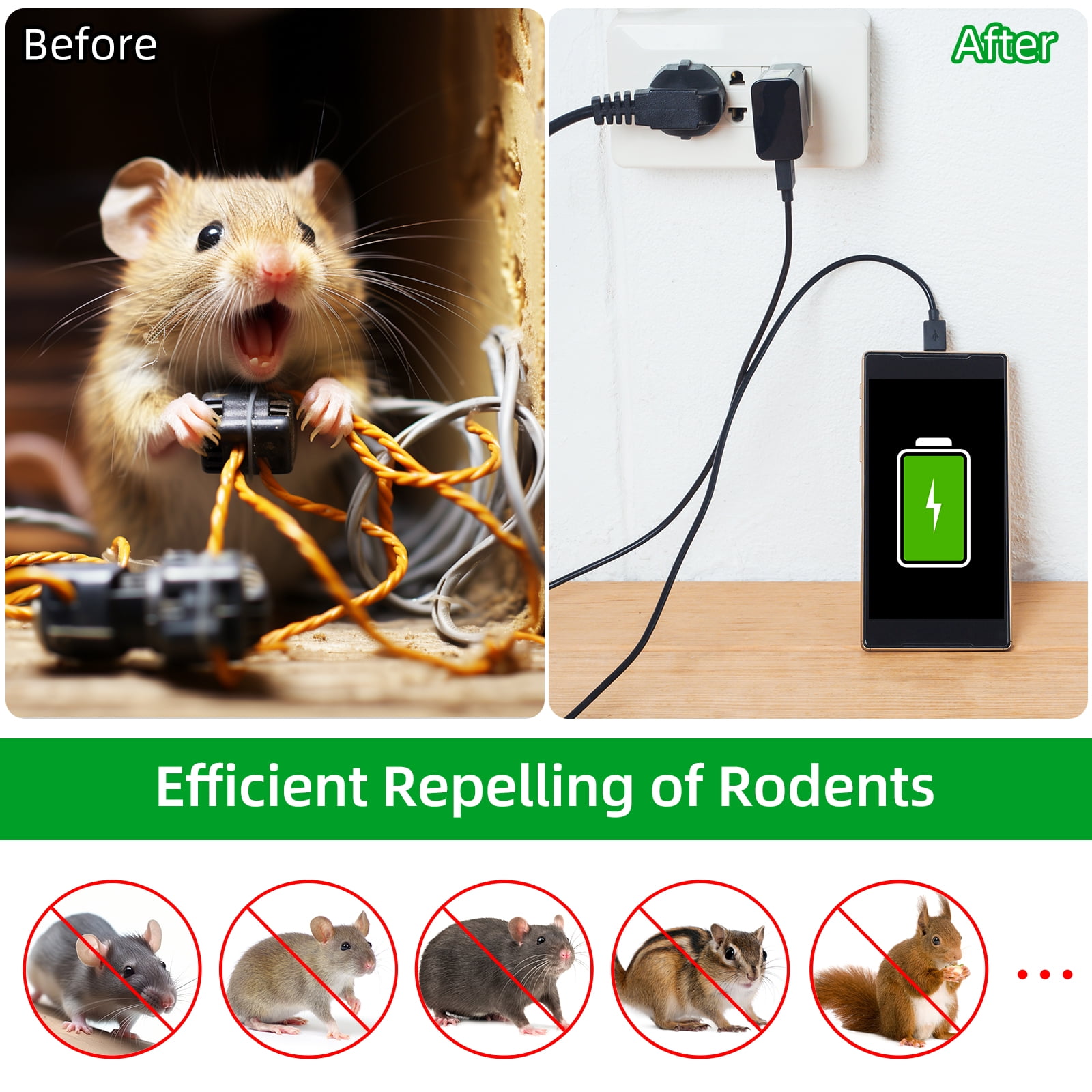JLLOM Rodent Repellent, Car Engine Protection Humane Mouse Trap Alternative Effective Home Pest Control
