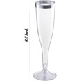 thumbnail image 3 of Chateau Glasses Plastic Champagne Flutes Disposable - Silver Glitter with a Silver Rim - [1 Box of 36 ] 6.5 oz Premium Toasting Glass, 3 of 7