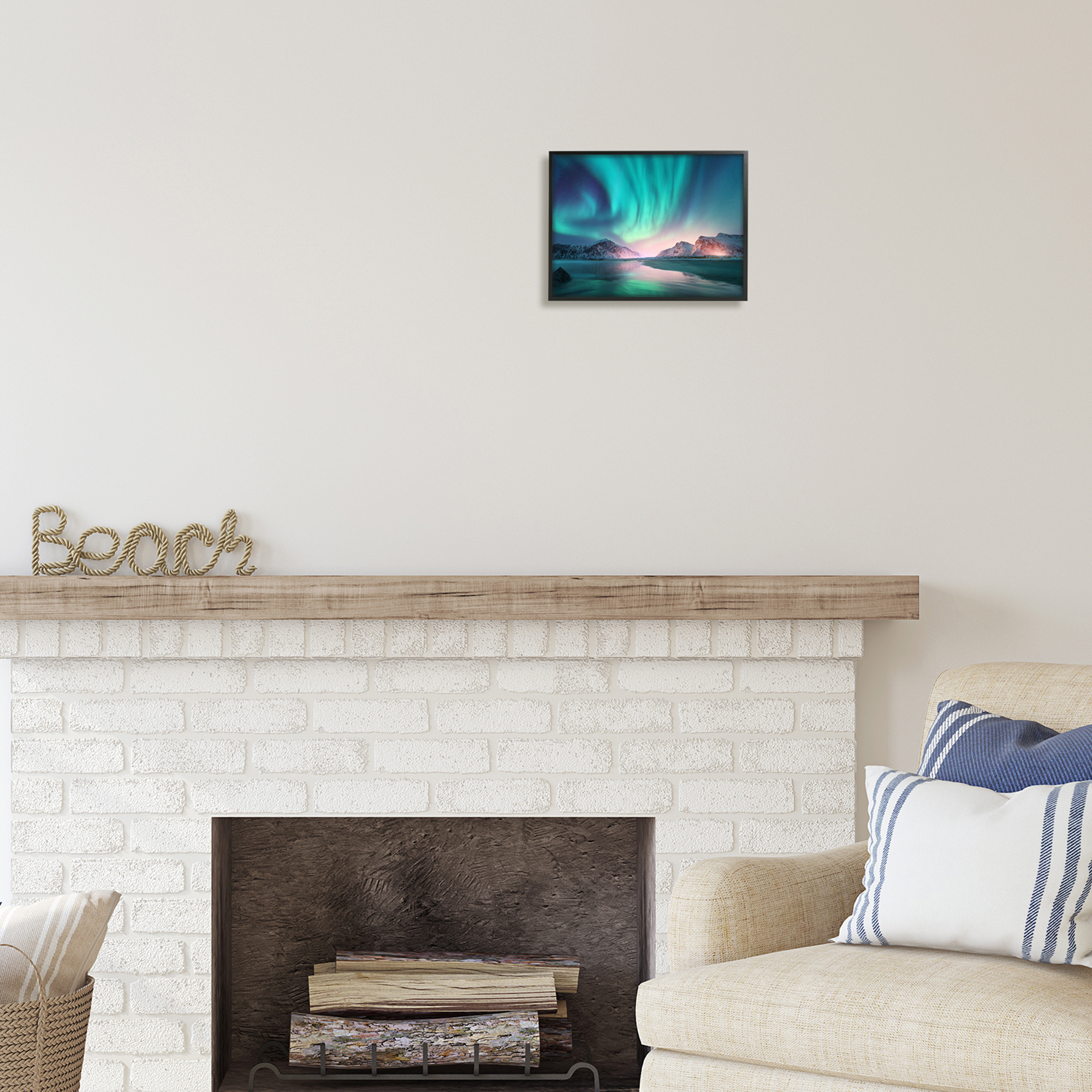 Stupell Industries Northern Lights Photography Nature Photography Black Framed Art Print Wall Art, 14 x 11