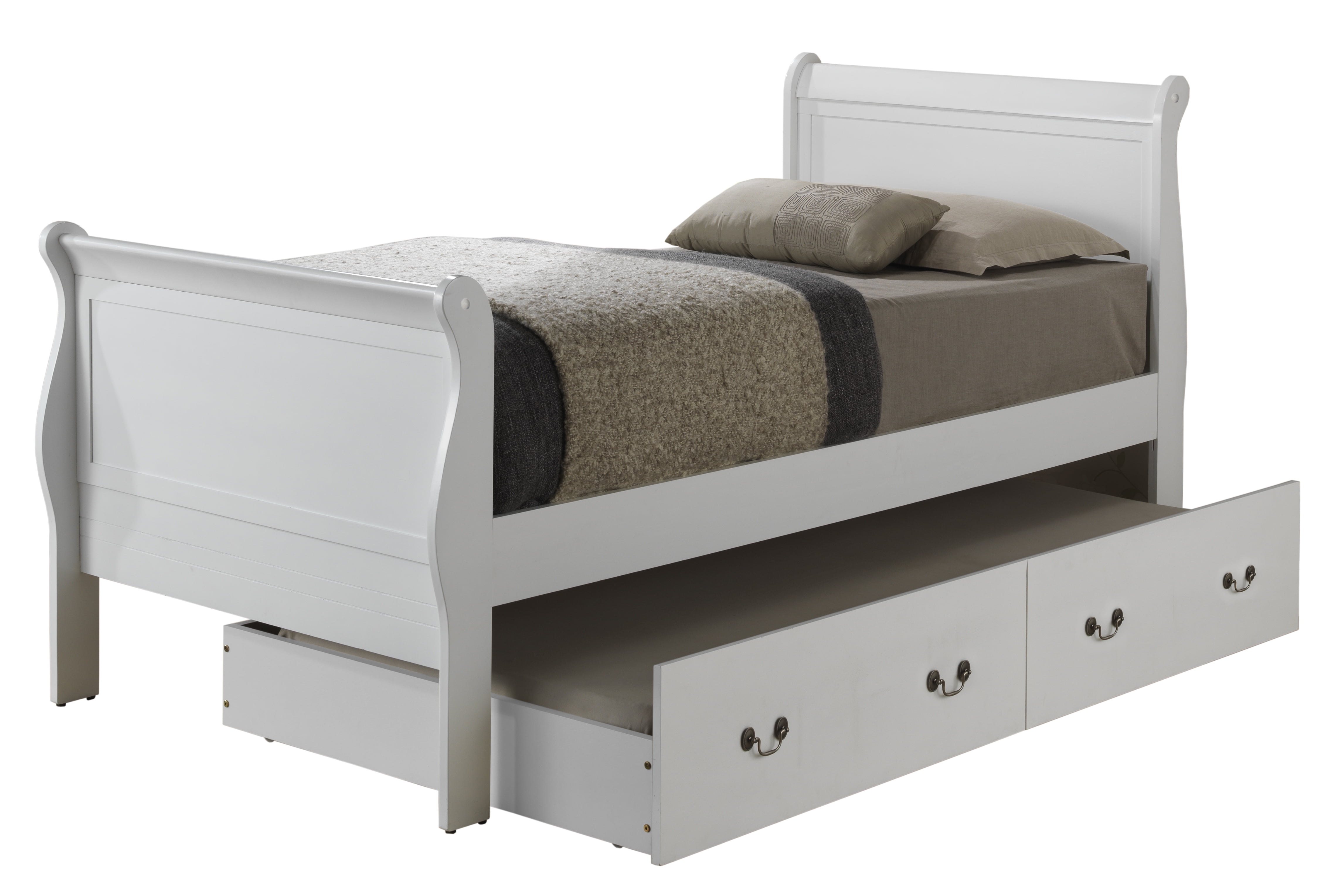 Glory Furniture Louis Phillipe Twin Trundle Bed in White Color