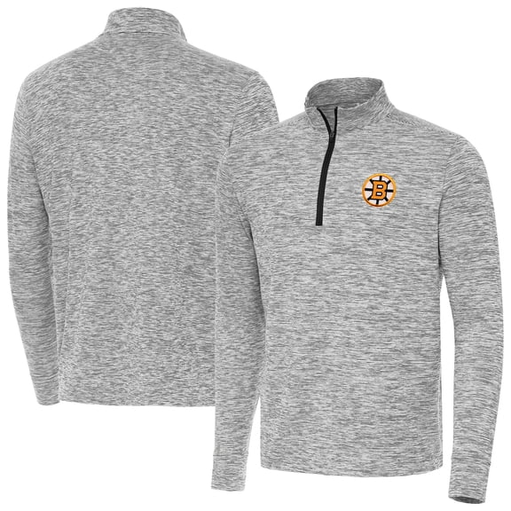 Men's Antigua Black Boston Bruins Cause Quarter-Zip Jacket