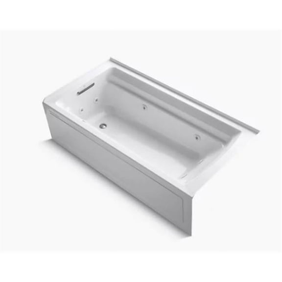 Kohler K-1124-La Archer Collection 72" Three Wall Alcove Jetted Whirlpool Bath Tub - White
