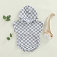 thumbnail image 6 of WOLLED Infant Boys Casual Hooded Sweatshirt Baby Girls Plaid Onesie Romper Short Sleeve Chessboard Jumpsuits, 6 of 9