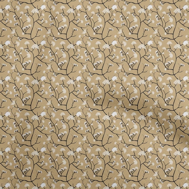 oneOone Velvet Beige Fabric Asian Japanese Floral Craft Projects Decor Fabric Printed By The Yard 58 Inch Wide