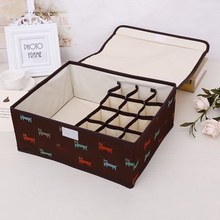 

13 Grid Socks Bra Panty Underwear Box Cute Cartoon Storage Box For Storage Organizer Coffee Dog