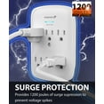 thumbnail image 2 of Fosmon 6-Outlet Power Strip Surge Protector 1200 Joules (2 Packs), Wall Mount Adapter Tap, Multi-Plug Outlet Wall Charger Extender, Charging Station, ETL Listed for Home, Dorm Room & Office - White, 2 of 7