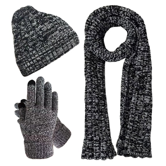 JAJAHO Unisex Adult Beanie Scarf Gloves Set Winter Warmer Knit Hats Scarf Gloves 3 Piece Set Comfort Warmth gear