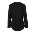 thumbnail image 6 of hirigin Women's Long Sleeved Round Neck Tops Solid Color Loose Tops Simple Side Button Tops Fashion Casual Tops Shirt, 6 of 8