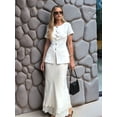 thumbnail image 5 of Women'S Short Sleeve Sweater Button Down Crew Neck Knit Cardigan Fashion Business Casual Outfits White XL, 5 of 8