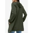 thumbnail image 2 of Ellos Women's Plus Size Long Zip Front Hoodie French Terry Long Oversized Lightweight Jacket, 2 of 6
