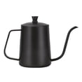 thumbnail image 1 of Olla de goteo con cuello de cisne de 5 mm recubierta de teflón negro de 350 ml con tapa para servir café Tetera de goteo de acero inoxidable para café de goteo (350 ml) Ormromra LH-1503, 1 of 4