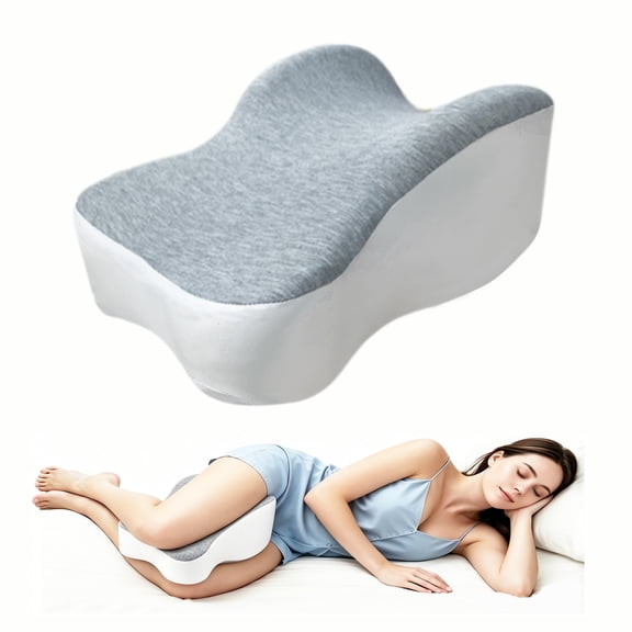Nalqet Memory Foam Leg Pillow for Side Sleeper Fully Support Thighs and Knees for Back, Hips, Knees, Joints Pain Relief, Grey & White