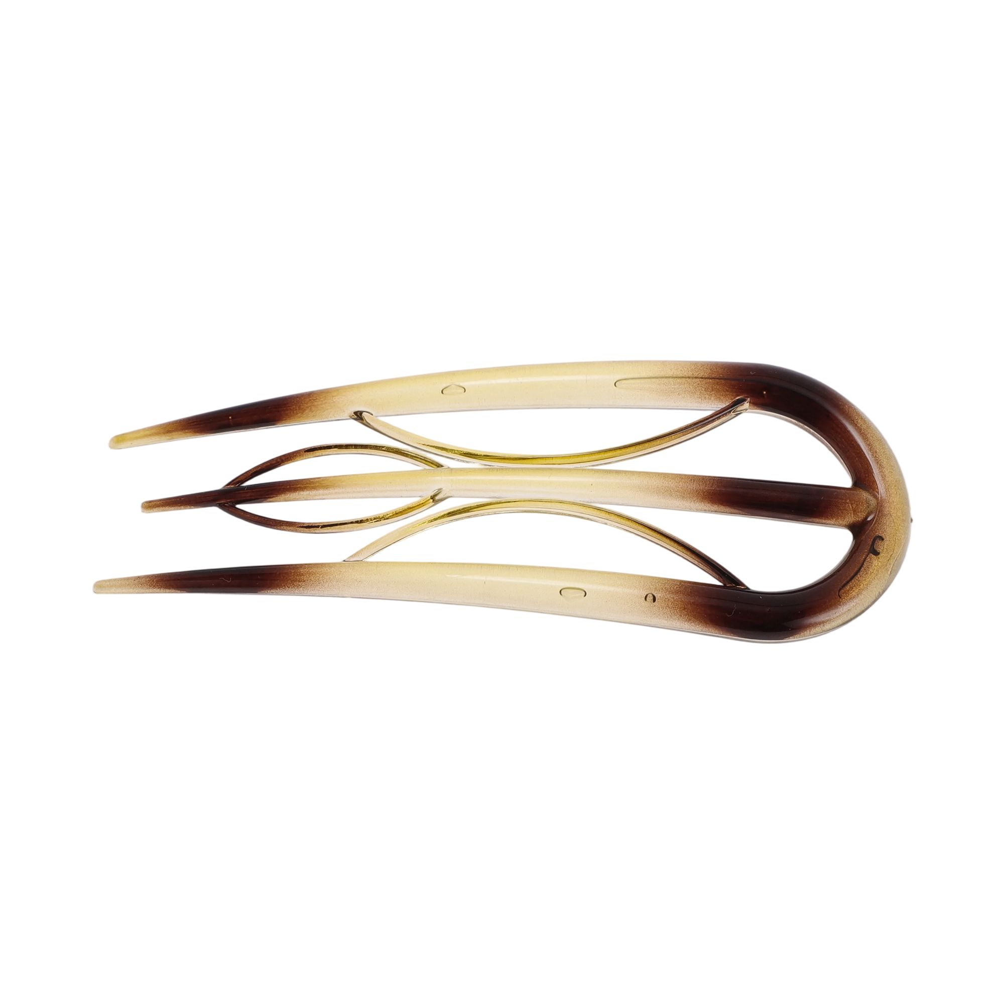 Unique Bargains U-shaped Hair Pin 3.94"x1.50" 1 Pc Transparent Green,Dark Brown