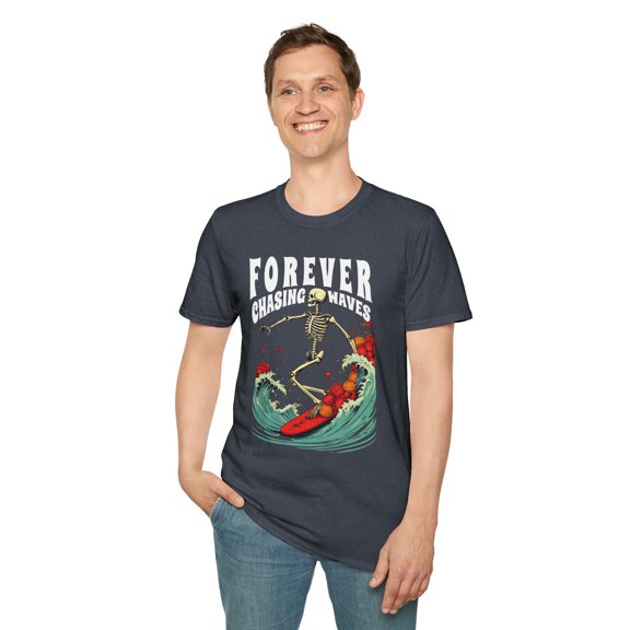 Forever Chasing Waves, Gildan Unisex Softstyle T-Shirt, Graphic Tee, S-3XL