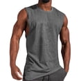 thumbnail image 1 of Camisetas sin mangas grises para hombre, cuello redondo, camisa holgada sólida, camisas deportivas para entrenamiento, camisetas sin mangas para correr, 1 of 5