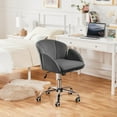 thumbnail image 3 of CRXX Cute Velvet Desk Chair Makeup Vanity Chair with Wheels for Bedroom Modern Swivel Rolling Chair for Home Office Dark Gray, 3 of 10