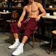 thumbnail image 5 of QSXADF Men's Capris Elastic Waist Drawstring Shorts Drawstring Pocket Sweatpants Elastic Waist 3/4 Length Gym Joggers Athletic Daily Mens Casual Trousers, 5 of 6