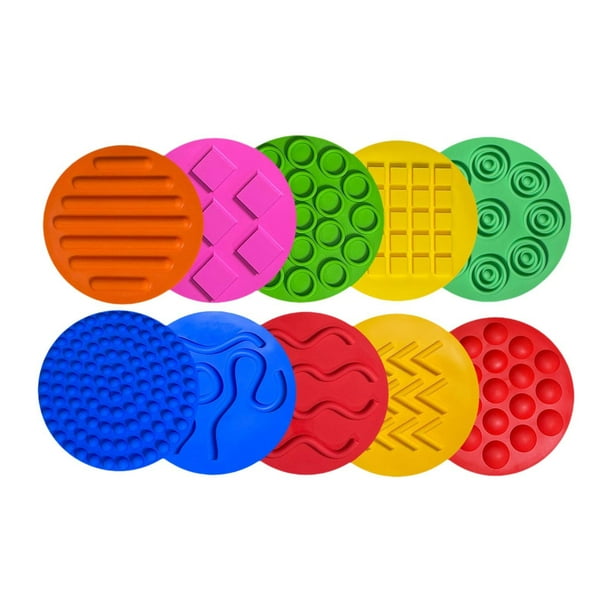 Mats sensoriales de silicona 10x círculos sensoriales tactivilizados táctiles sensoriales discos sensoriales para niños niñas para niños juego activo