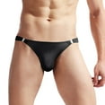 thumbnail image 1 of 3 Pack Mens Underwear Briefs Fit Translucent Ice Silk Low Waist Buckle G String T Panties, 1 of 5