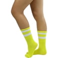 thumbnail image 3 of ToBeInStyle Women's Acrylic Ankle High w/ Striped Top Athletic Socks - Neon Yellow/White, 3 of 6