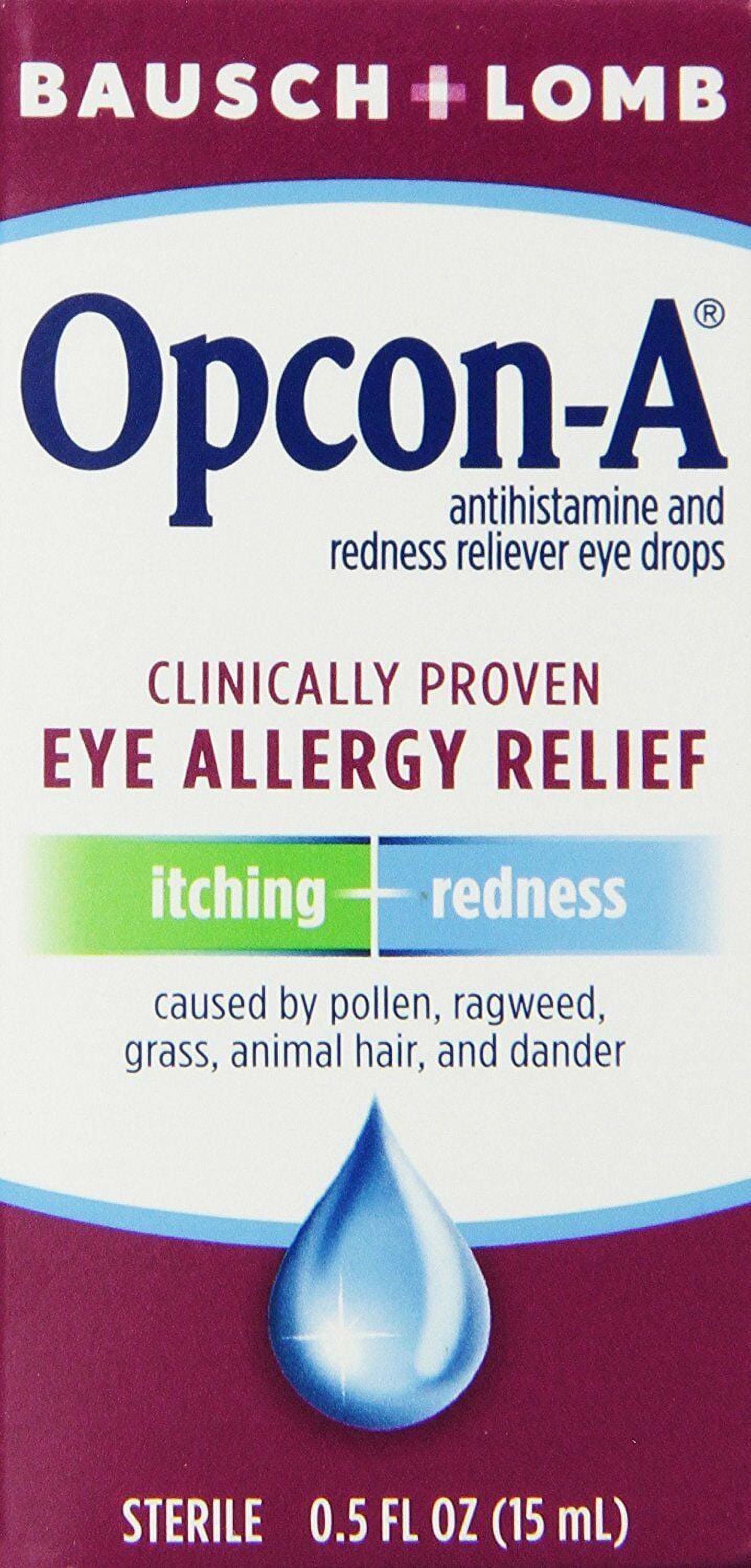 Opcon-A Allergy Eye Drops by Bausch + Lomb, for Itch and Redness Relief, Red and Itchy Eyes Antihistamine Eye Drop, Clinically Proven Treatment, 0.5 Fl Oz, Pack of 3