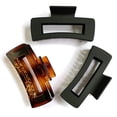 thumbnail image 1 of Nalodu Pinzas para el cabello, grandes, 4 pulgadas, transparentes mate, antideslizantes, pinzas para la mandíbula rectangulares grandes para cabello grueso, mujeres, paquete de 3, 1 of 5