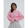 thumbnail image 4 of Women'S Oversized Sweaters Fuzzy Chunky Warm Pullover Sweater Pink M, 4 of 8