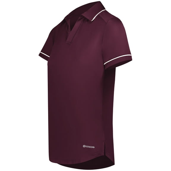 Holloway 222701.380.2XL Ladies Performance Polo T-Shirt, Maroon & White - 2XL