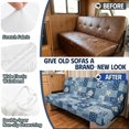 thumbnail image 3 of Uourmeti Blue Patchwork Floral Camper Slipcover Anti Scratch, Fit for Interior Trips, Furniture Protector Fit for Jackknife Sofa, 3 of 7
