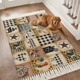 thumbnail image 4 of Area Rug with Tassels 3' x 5', Farm Animal Country Star Sunflower Kitchen Runner Rug for Hallway Bedroom Throw Rugs, Vintage Brown Buffalo Plaid Soft Door Mat for Bathroom Entrance Living Room, 4 of 9
