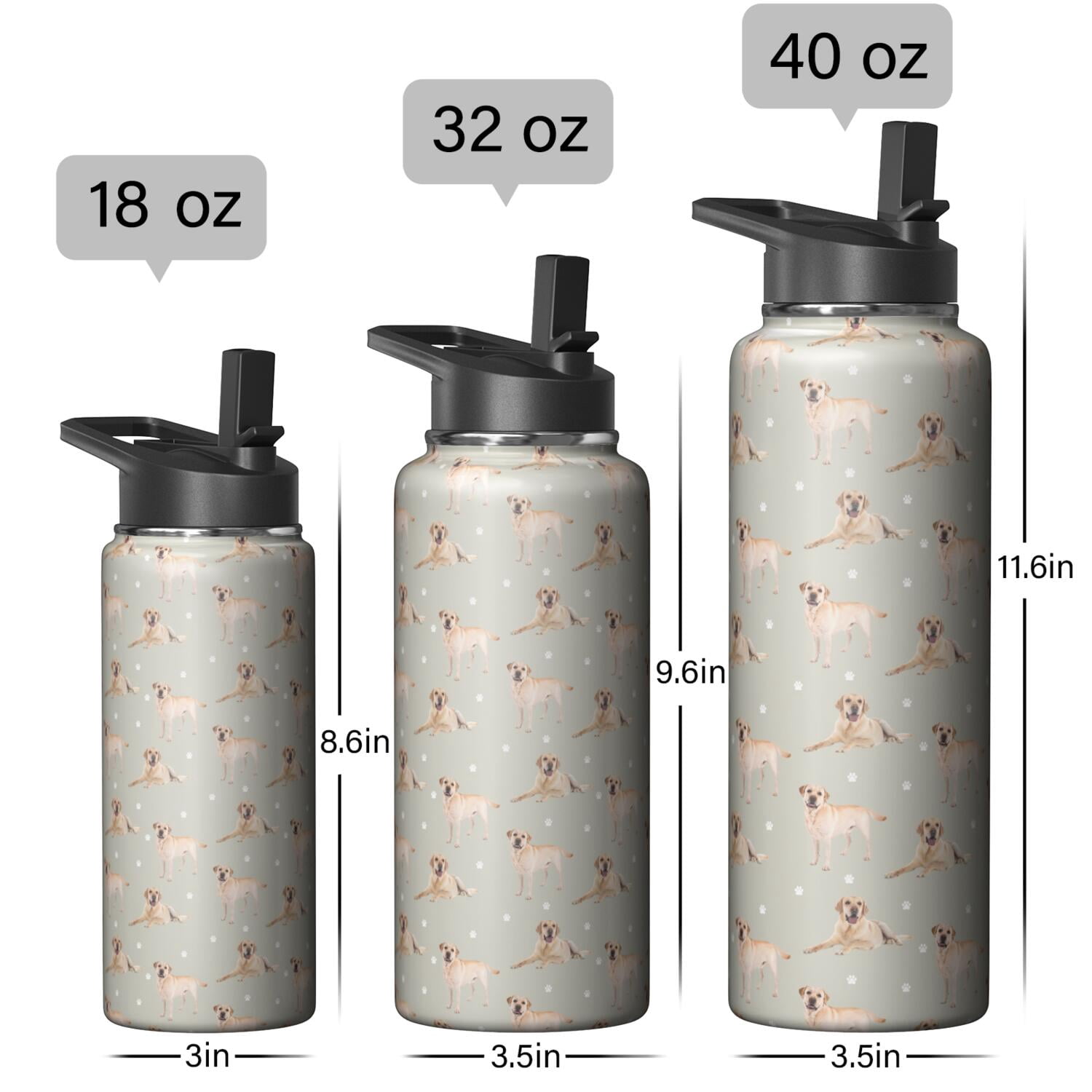 Funny Canine Pattern Stainless Steel Water Bottle - Double Walled Insulation with 360° Seal Ring & Wide Mouth Design (BPA/Odor Free for Sports & Travel)