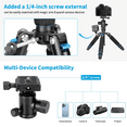 thumbnail image 5 of Koolehaoda Mini Tripod Aluminum Alloy Tabletop Tripod Height 21-63.5cm with Carrying Bag for DSLR Camera Video Camcorder, Load up to 22lbs /10kg - (TMP-223 Blue), 5 of 8