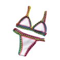 thumbnail image 1 of 2 Pcs/Set Bathing Suit Bright Color Patchwork Handmade Crochet Women Swimsuit for Beach, 1 of 10