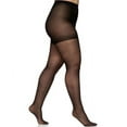 thumbnail image 2 of Berkshire Plus-Size Queen Silky Sheer Control Top Pantyhose - Reinforced Toe Stockings, Fantasy Black, 4489, 2 of 2