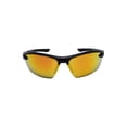 thumbnail image 2 of Mens Plastic Sports Wrap Semi Rim Sunglasses with Black Frames and Yellow Mirrored Lenses, 2 of 3