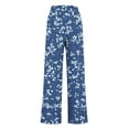 thumbnail image 5 of Women's Baggy Pants Casual Fashion Printed Y17k Drawstring Elastic Waisted Straight Wide Leg Loose Lounge Pant (L, Navy K), 5 of 6