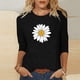 thumbnail image 2 of Camisetas Casuales de las Mujeres de Moda Impresa 3/4 Mangas Blusa Cuello Redondo para el Hogar Y Diario, 2 of 3