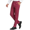 thumbnail image 4 of INSPIRE CHIC Men's Pants Plaid Elastic Waist Stretch Flat Front Dress Pants 38 Burgundy, 4 of 7
